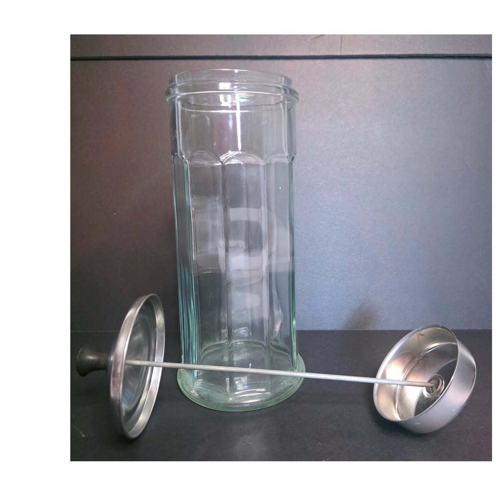Vintage GEMCO Glass Straw Dispenser Metal Lift Top Lid Soda Fountain Diner Style